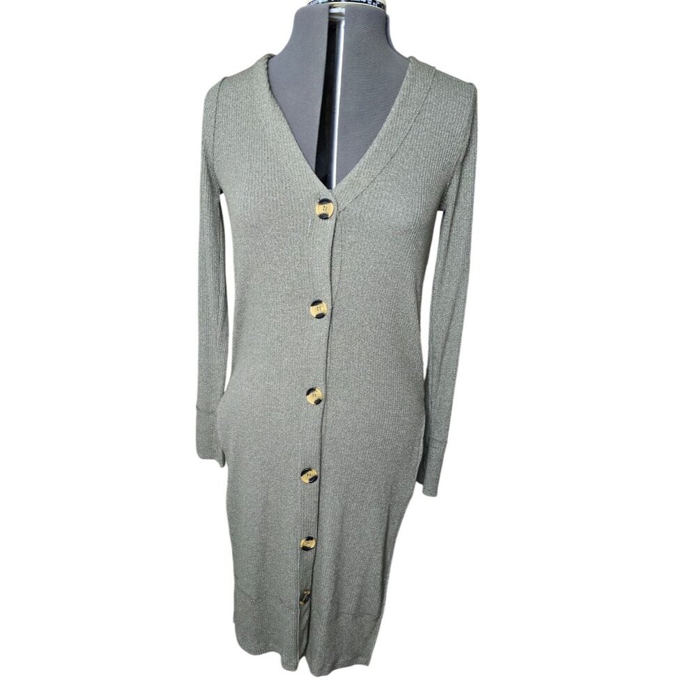 We The‎ Free Ribbed Knit Button-Down Long Sleeve Cardigan Duster XS